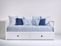 Sofás cama de madera 210 x 98 x 90 cm - blanco-azul - 2 cajones y estructura tipo diván