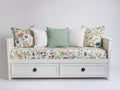 Sofás cama de madera con 2 cajones 205x90x82 cm - blanco y multicolor - estampado floral