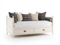 Sofás cama de madera 205 x 95 x 90 cm - Blanco y dorado - 2 cajones y estilo clásico
